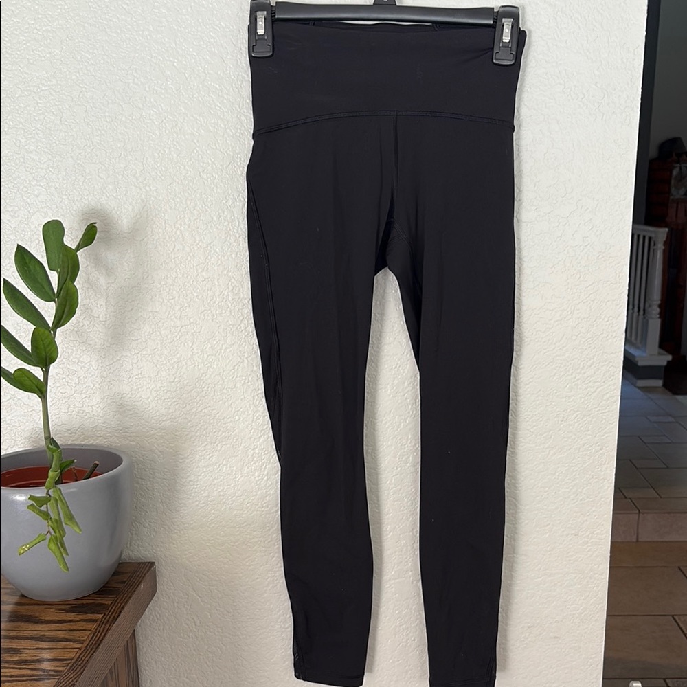 Lululemon Black High-Waisted Leggings with Mesh Sides